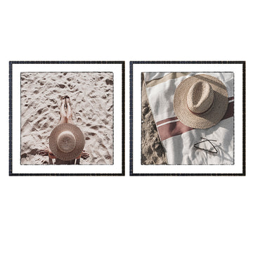 Par Cuadros Sombreros en la playa