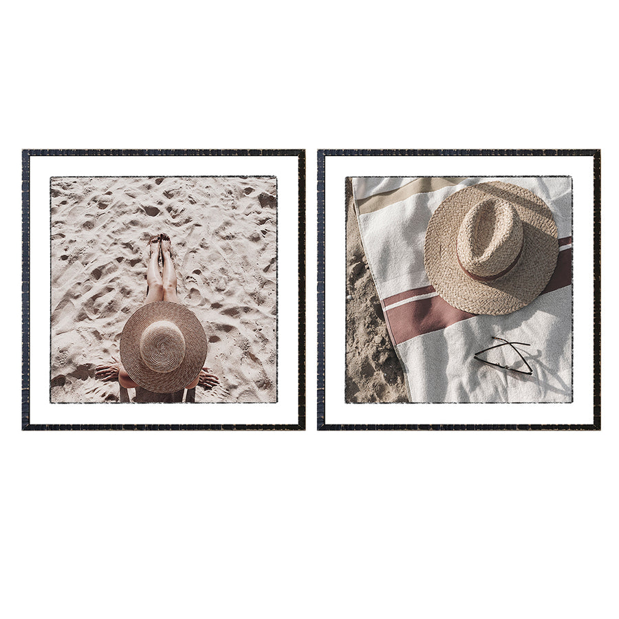 Par Cuadros Sombreros en la playa