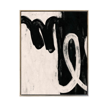 Cuadro Canvas Enmarcado Abstracto Trazo BN
