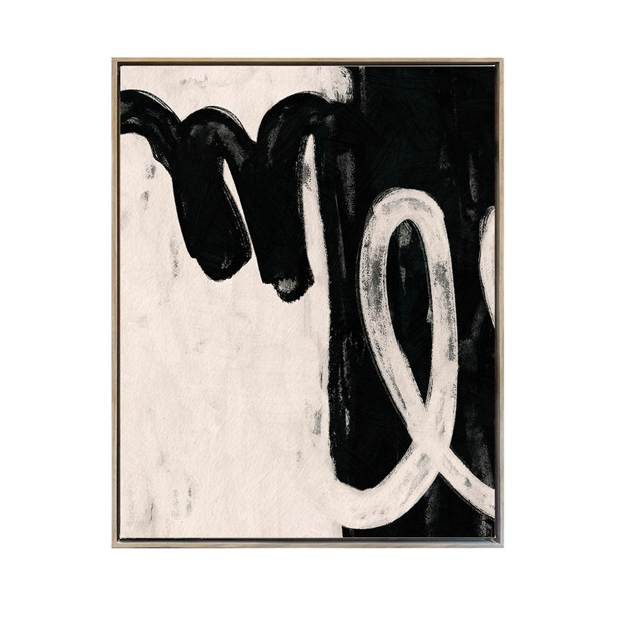 Cuadro Canvas Enmarcado Abstracto Trazo BN