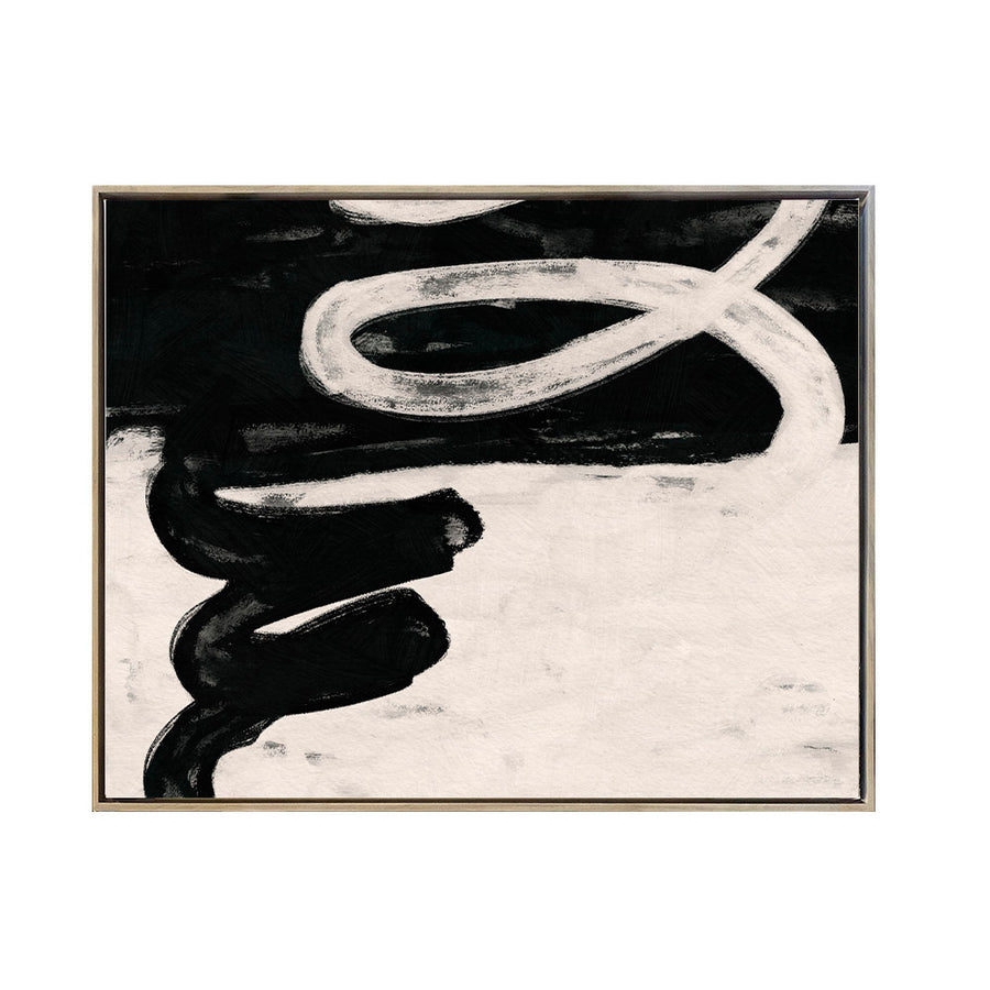 Cuadro Canvas Enmarcado Abstracto Trazo BN