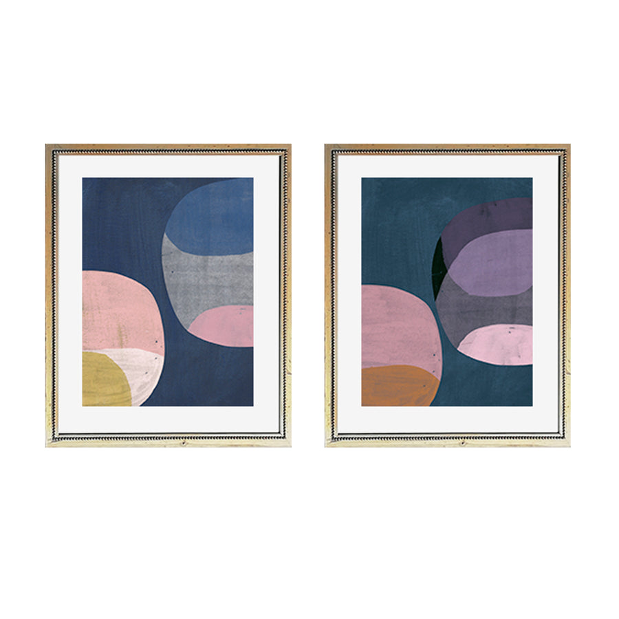 Par Cuadros Abstractos Esferas pasteles