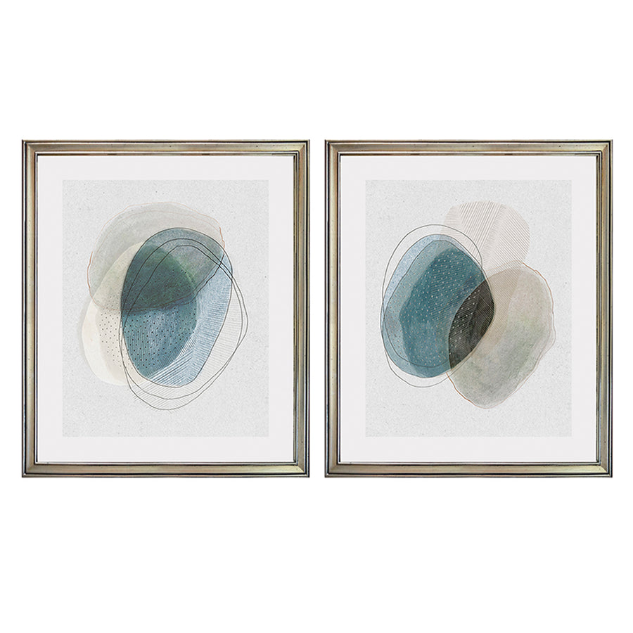 Par Cuadros Abstracto Piedras