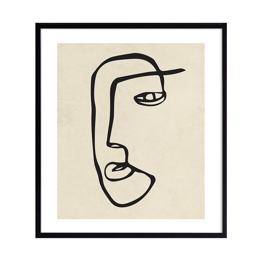 Cuadro Abstracto Figura Mujer Marco Plano Negro F