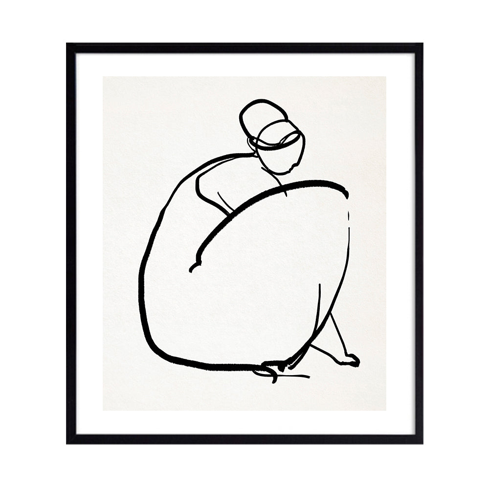 Cuadro Abstracto Figura Mujer Marco Plano Negro