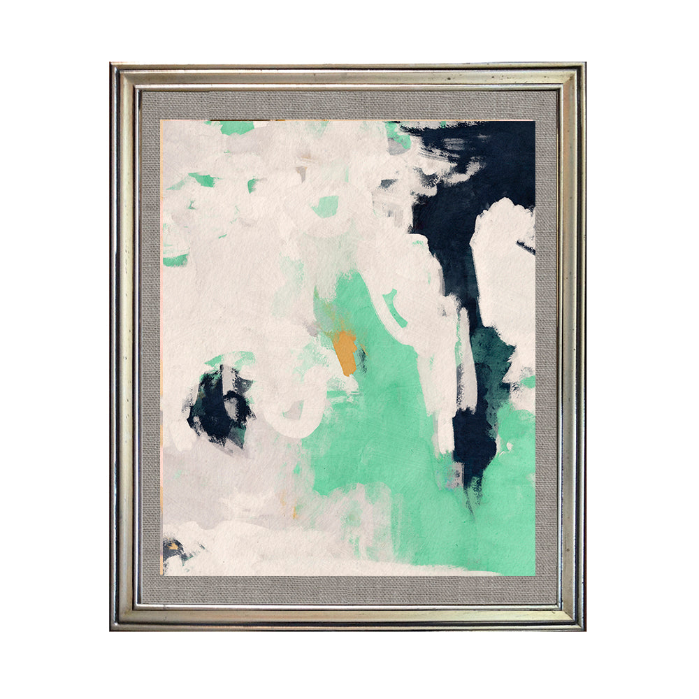 Cuadro Abstracto De Pintura Verde En Lienzo 80x160cm