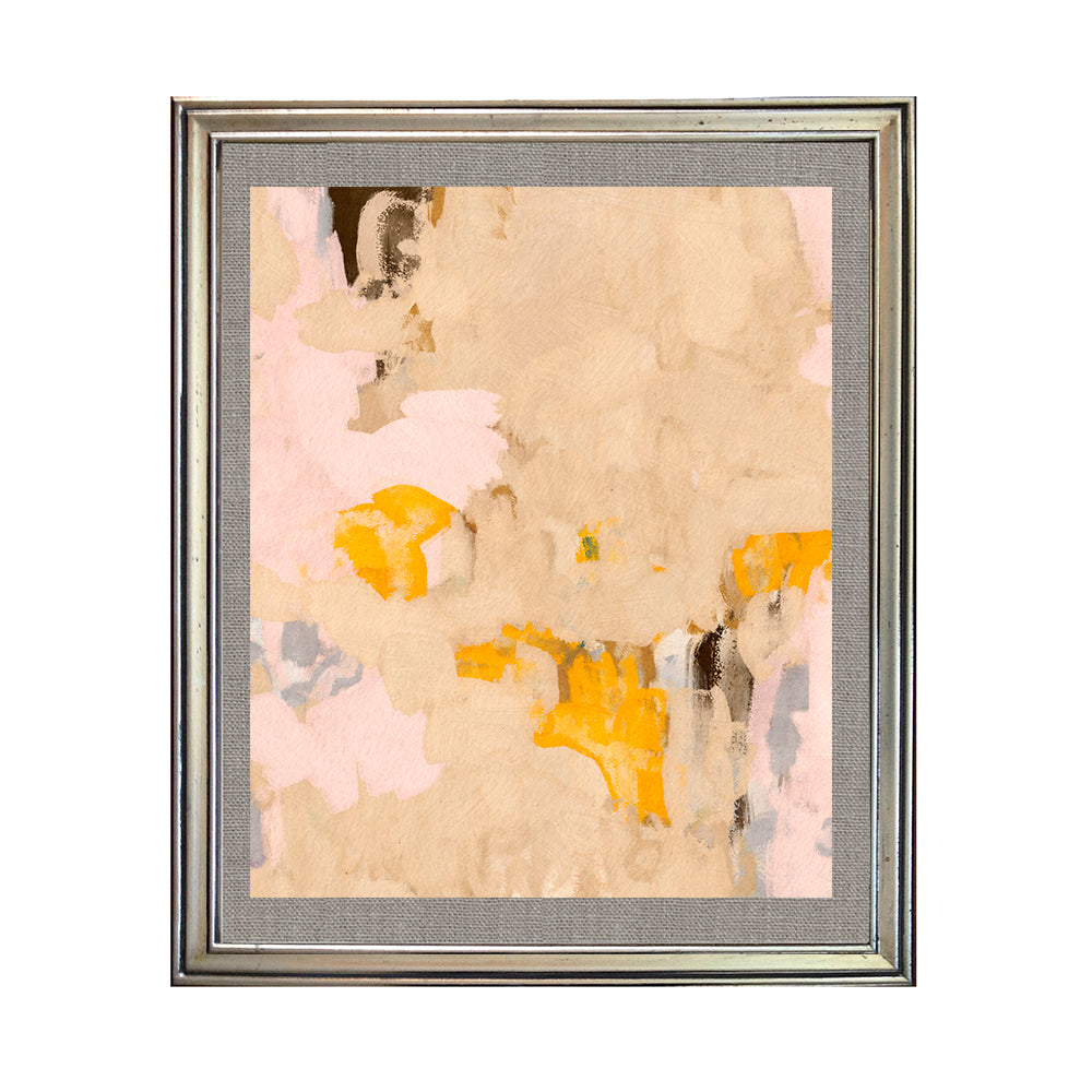 Cuadro Abstracto Acuarela Alegría Palmera Amarillo Y Turque 120x80cm