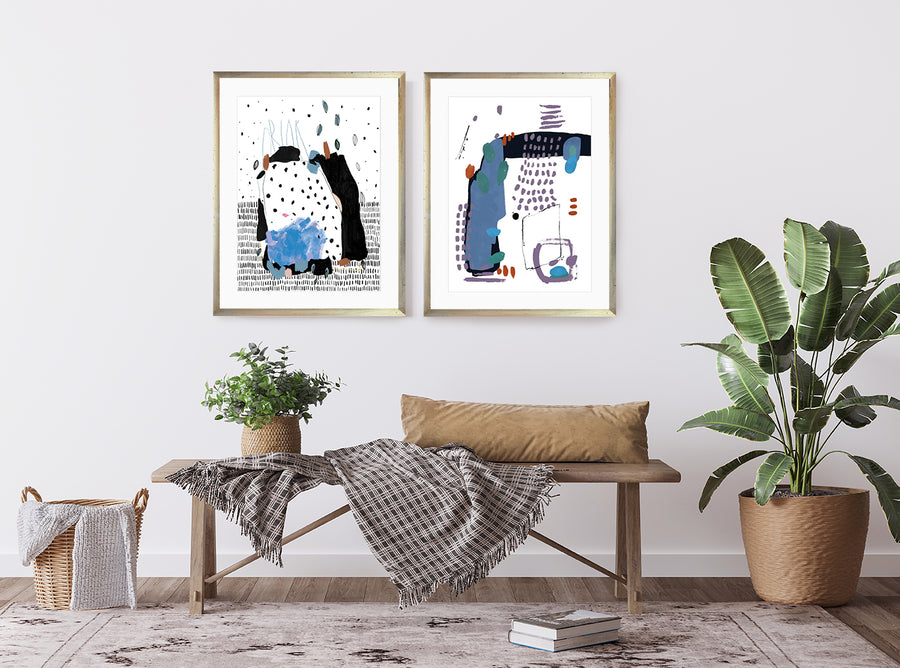 Cuadro Abstracto Manchas con Azul_B