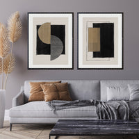 Par Cuadros Abstracto Trazos y Geometría